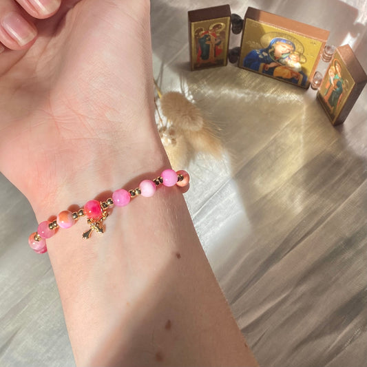 Bracelet - Natural Stone Pink Persian Jasper