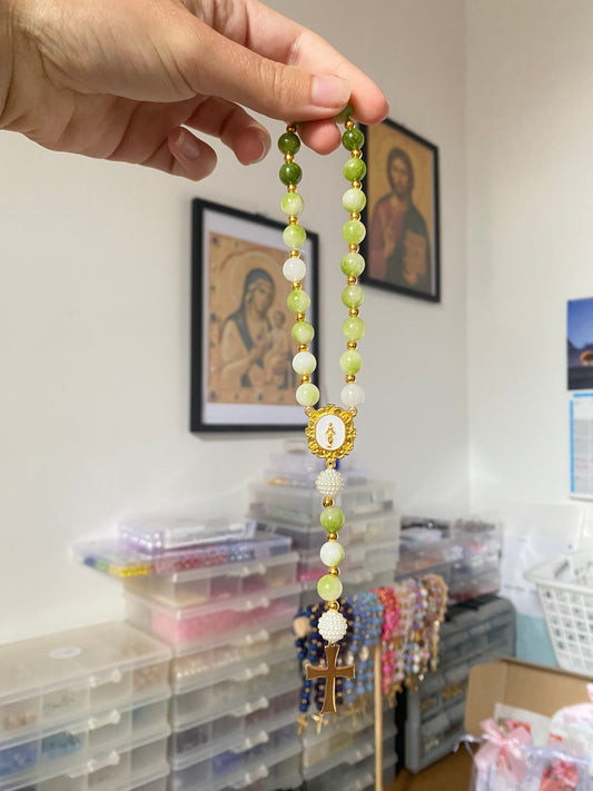 Green Peridot car rosary