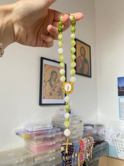 Green Peridot car rosary