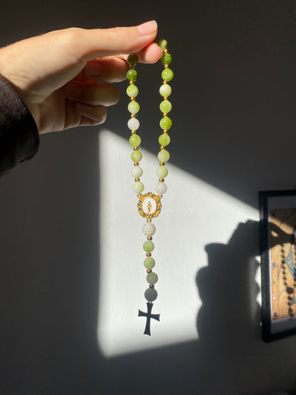 Green Peridot car rosary
