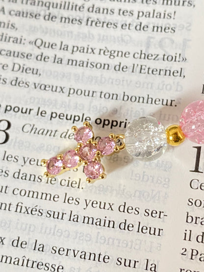 Chapelet de voiture rose
