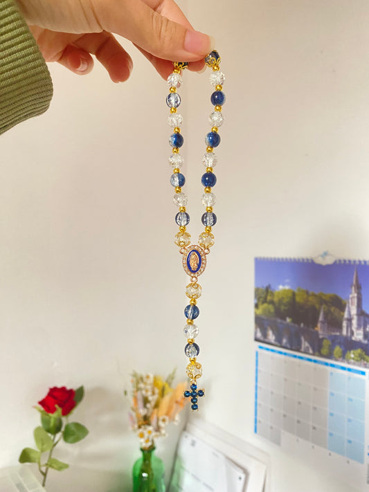 Verre craquelé bleu et blanc