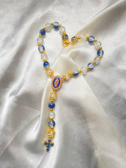 Verre craquelé bleu et blanc