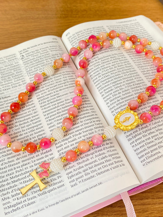 Chapelet en jaspe rose persan